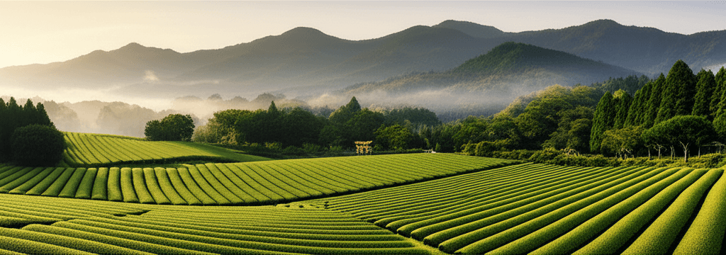 panoramic view of uji tea fields in kyoto